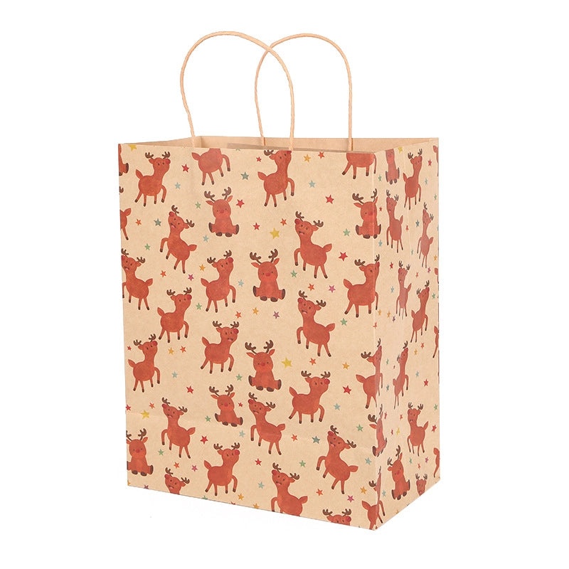 Christmas Kraft Paper Gift Bags Custom Logo Tote Packaging Bags for Gifts Advertising Take-out Use|Packaging & Storage