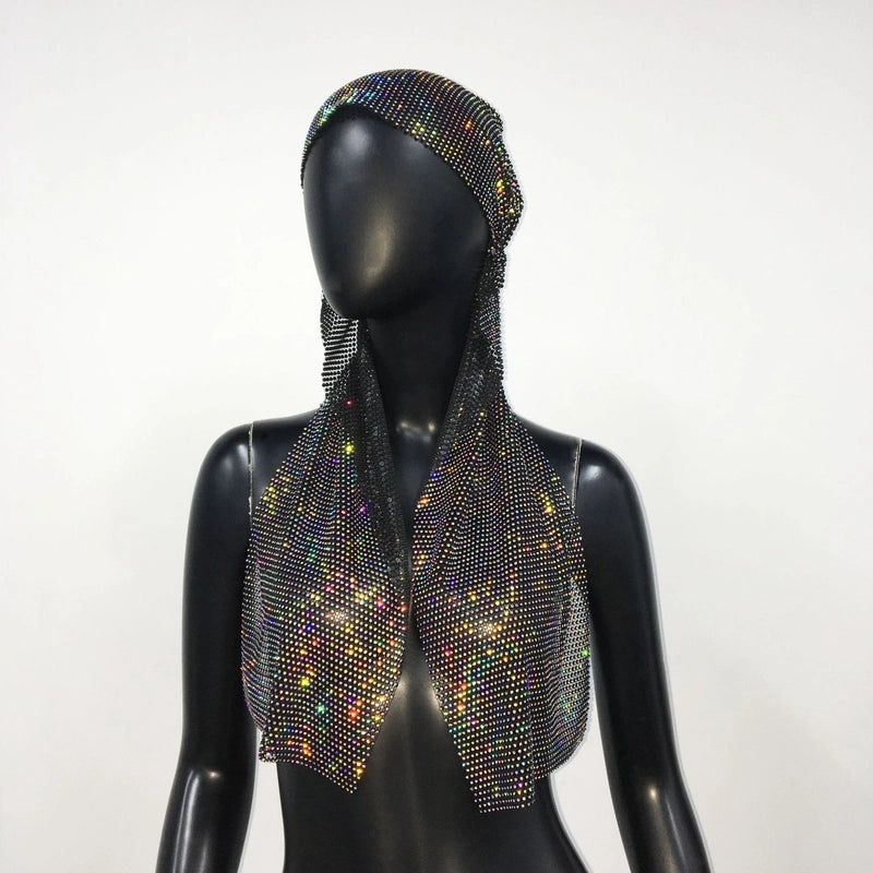 Flash Diamond Grid Elastic Hair Band Personalized Full Diamond Pirate Party Hat|Accessories & Hair Accessories