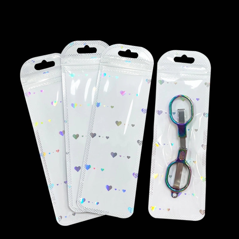 Yin Yang Lock Plastic Card Bag Small Gift Packaging Laser Self-Sealing Pocket for Jewelry|Jewelry Packaging