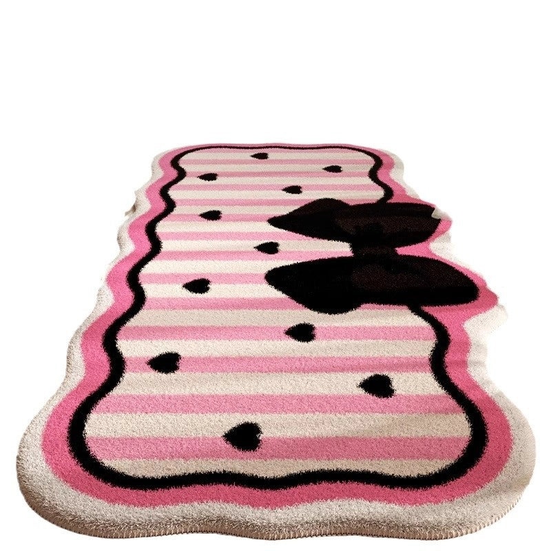 Plaid Cherry Bow Knot Faux Cashmere Bath Mat for Bathroom | Home Decor & Bath Accessories