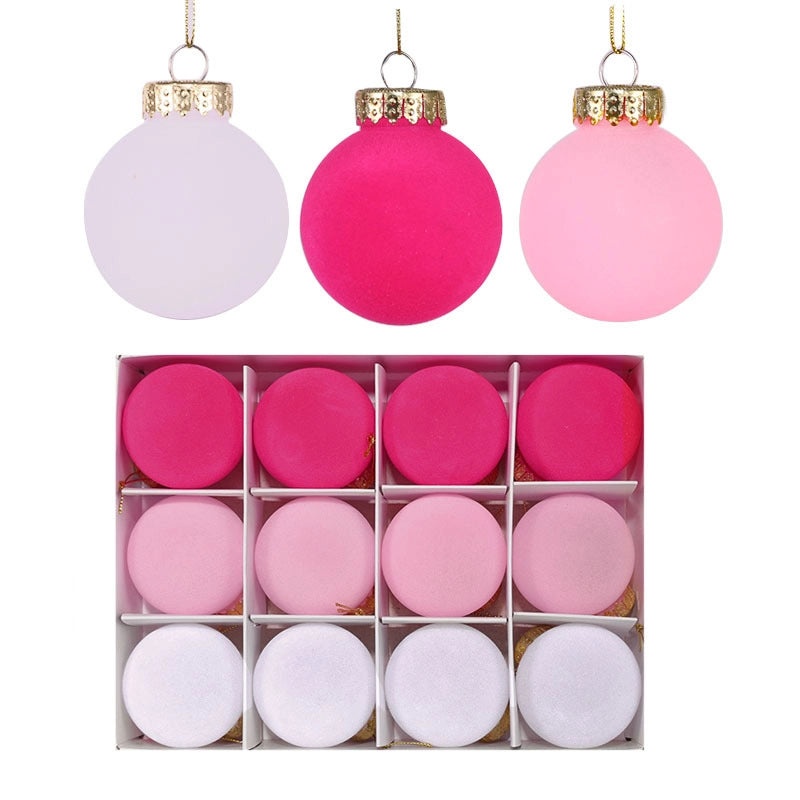 Flocking Christmas Ball Ornaments for Pets 6cm 12PCS Multicolor Plastic Tree Decorations|Christmas Ornaments
