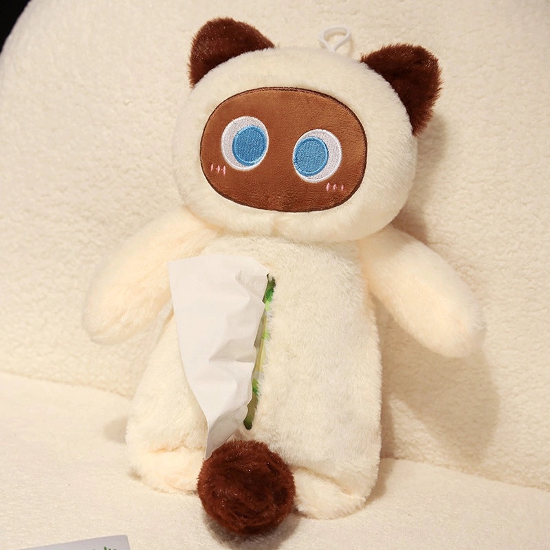 Big Eye Cat Plush Tissue Box Pencil Case Multifunctional Cosmetic Bag Hanging|Cosmetic Bags & Cases