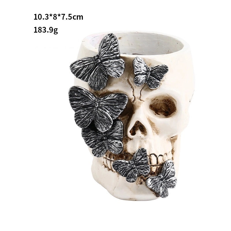 Halloween Butterfly Skull Plastic Pen Holder Funny Stationery Organizer|Home & Office Supplies