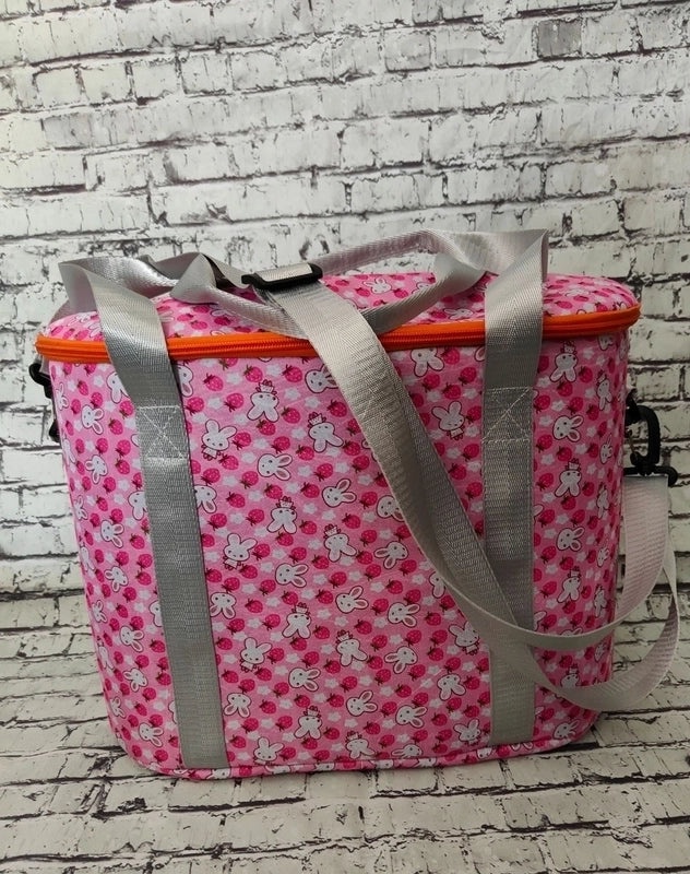 Stylish Rabbit Floral Leopard Print Canvas Picnic Tote with Aluminum Foil Lining|Outdoor & Picnic Bags