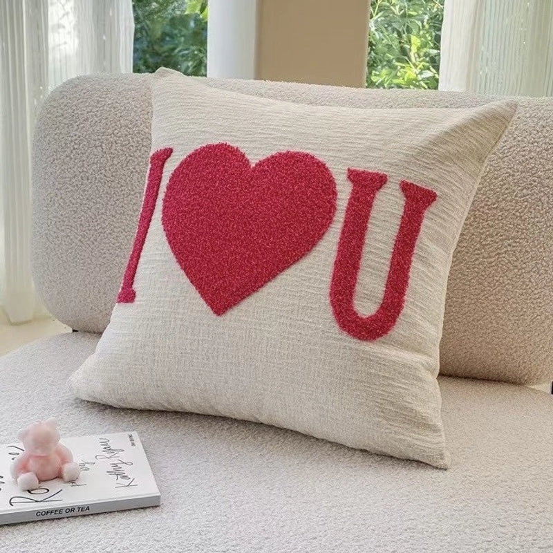 Minimalist Heart Letter Embroidered Pillow Cases for Valentine’s Day | Home Decor Pillows