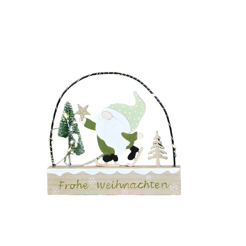 Christmas Classic Wooden Santa Claus Christmas Tree Ornament Holiday Home Decor with Lights|Holiday Decorations