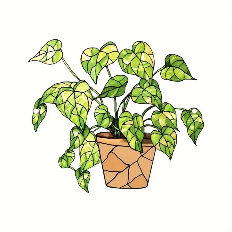 Scindapsus Aureus Dyed Leaf Window Hanger, Light Catching Indoor Outdoor Decoration | Home Decor