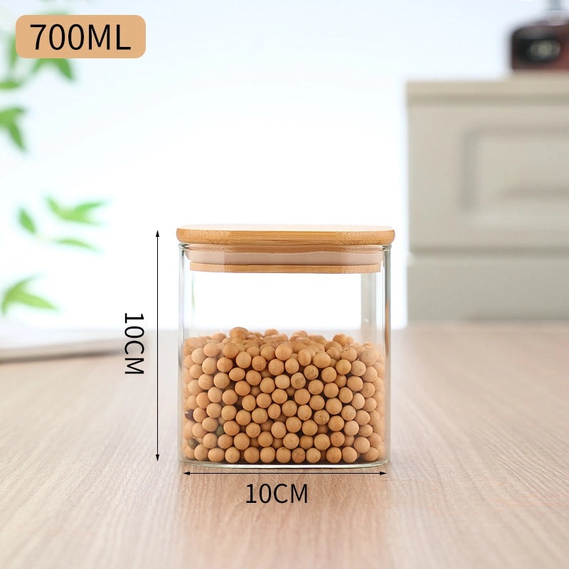 Minimalist Solid Color Wooden Glass Storage Box for Home Organization|Home Storage Containers