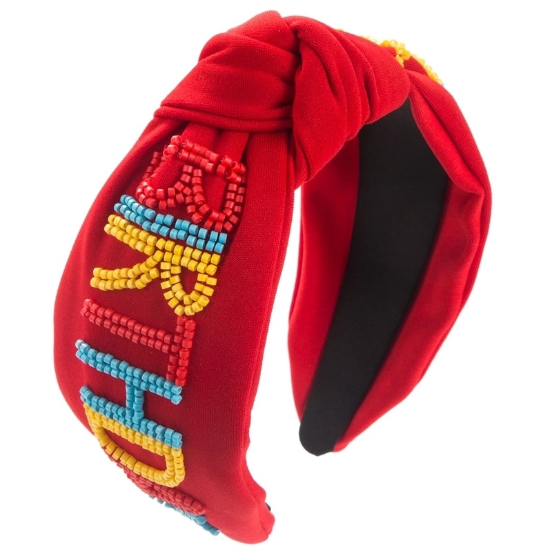 Classic Women's Vacation Beaded Hair Band with Alloy Letters and Cloth Seed Beads|Hair Accessories