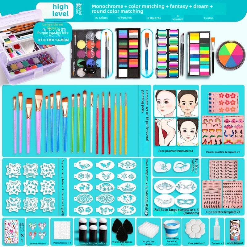12-Color Face Paint Set for Kids Water-Soluble Safe Halloween Body Makeup|Children's Face Paint & Body Art