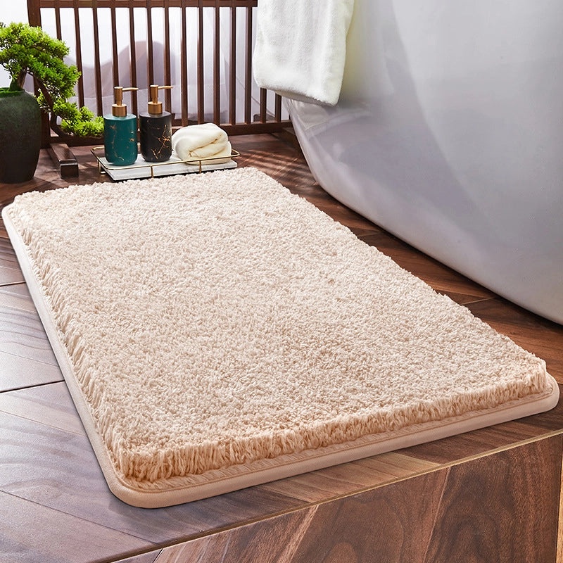 Solid Color Non-Slip Bathroom Door Mat Thickened Absorbent Fiber Floor Mat|Home & Living Bath Accessories