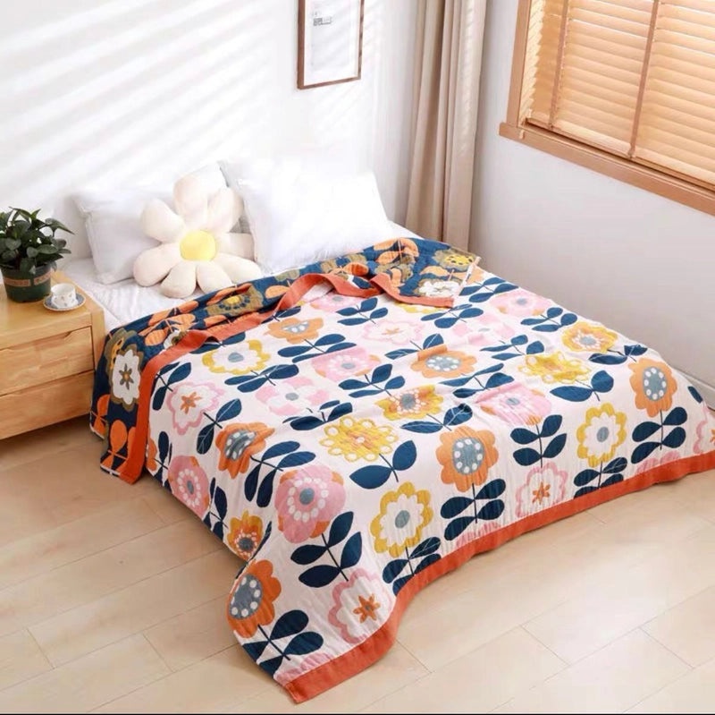 Summer Pure Cotton Gauze Quilt Lightweight Sofa Cover Blanket Bed Sheet for Adults|Home Textiles