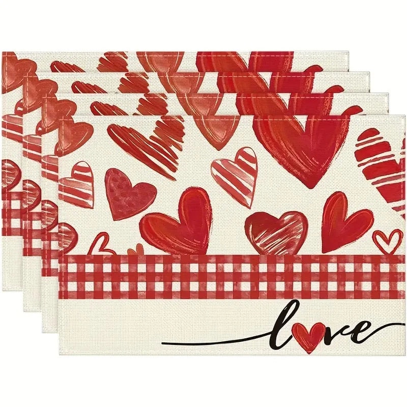 Romantic Heart-Shaped Rose Linen Cotton Blend Pillow Cover|Home Decor Accessories