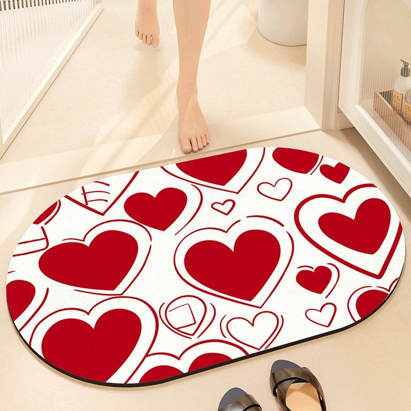 Cute Rabbit Heart Shaped Diatomaceous Earth Bath Floor Mat | Home & Bath Accessories