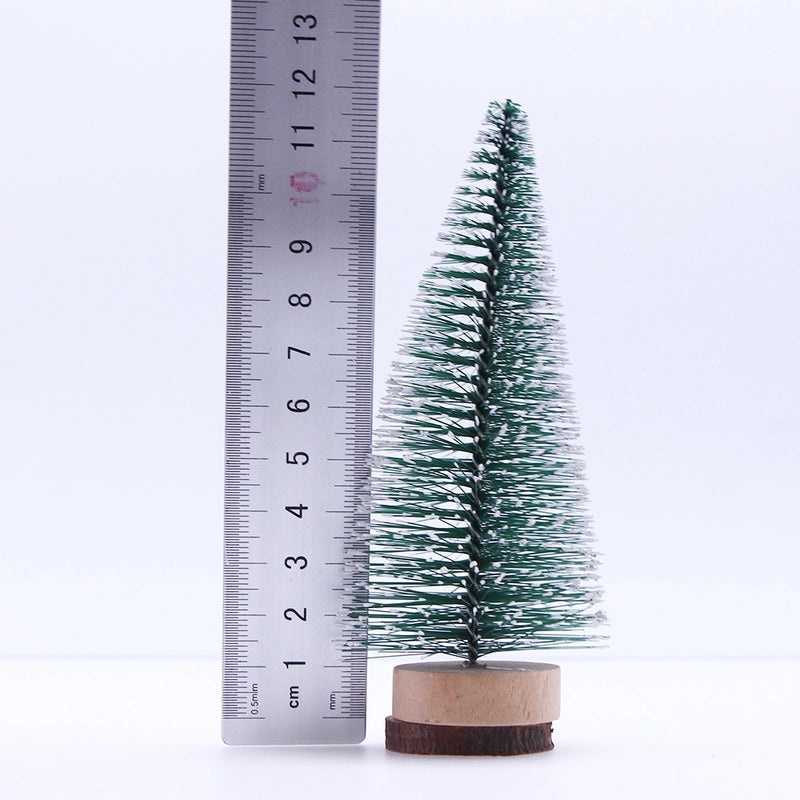 Mini Christmas Tree with Snow and Leather Base | Holiday Desktop & Window Decoration | Christmas Decor | Small Pine Needle Simulation Tree|Home D