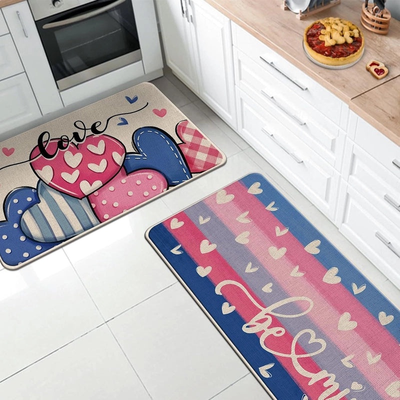 Valentine's Day Casual Elegant Heart-Shaped Striped Polyester Bath Rug|Home Decor Bath Rugs