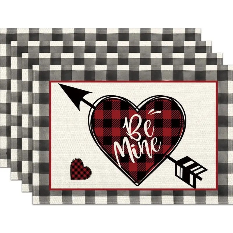 Romantic Heart-Shaped Rose Linen Cotton Blend Pillow Cover|Home Decor Accessories