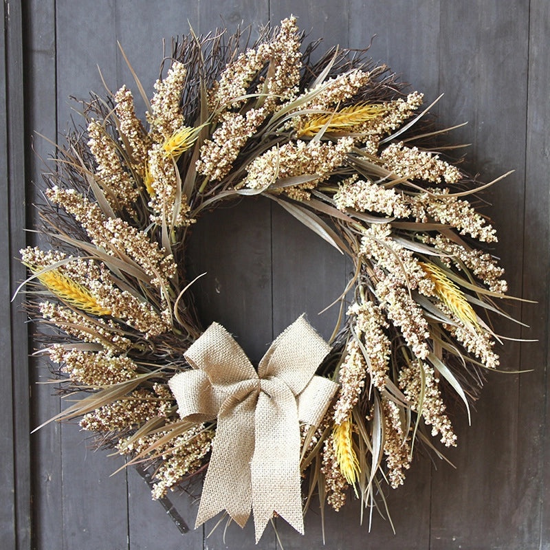 50cm Thanksgiving Wheat Garland Rattan Ring Harvest Festival Home Decor|Home Decorations