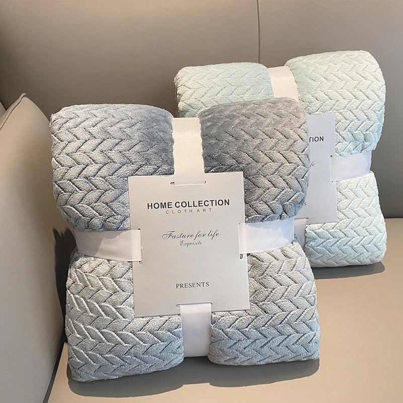 Coral Fleece Blanket with Wheat Ear Pattern Thickened Air-conditioning Nap Blanket Soft Single Double Bed Sheet Small Gift Blanket|Home Textiles