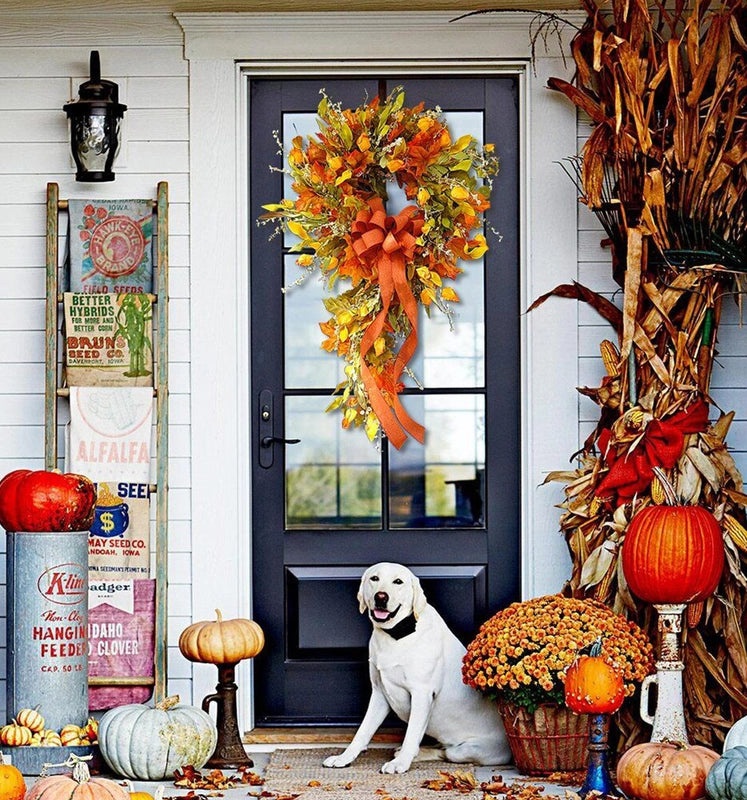 Autumn Maple Leaf Wreath for Door Decoration | Home Decor & Seasonal Accessories