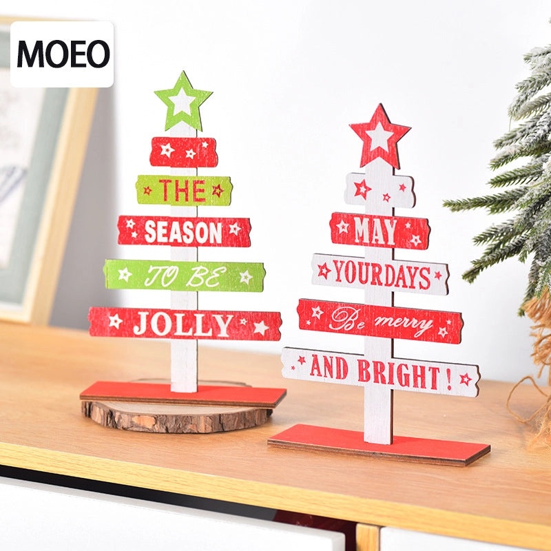 Christmas Cute IG Style Christmas Tree Letter Star Wood Party Festival Ornaments|Home Decor & Seasonal Ornaments