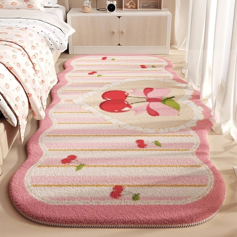 Plaid Cherry Bow Knot Faux Cashmere Bath Mat for Bathroom | Home Decor & Bath Accessories