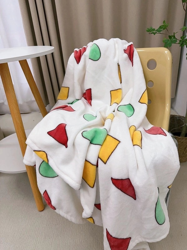 Cozy Cartoon Crayon Plush Flannel Blanket for Autumn Winter | Home & Living Bedding