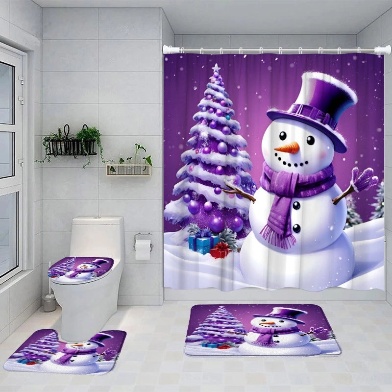 Modern Christmas Letter Snowman Shower Curtain Window Decoration|Home Decor