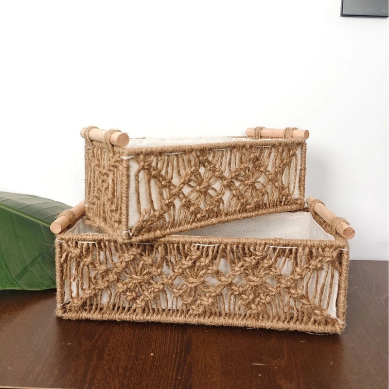Cotton Rope Tissue Box Holder in Solid Color, Casual and Durable | Home Decor Accessories