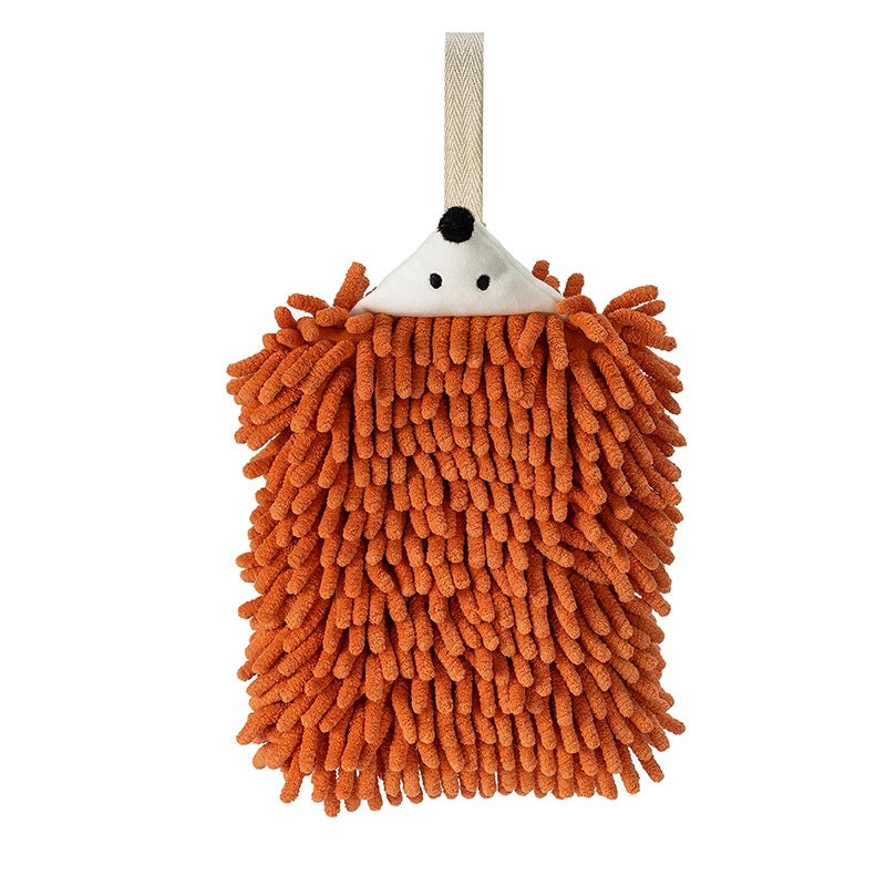 Cartoon Hedgehog Chenille Children's Hand Towel Thick Absorbent Hanging Towel for Home Use|Home & Living