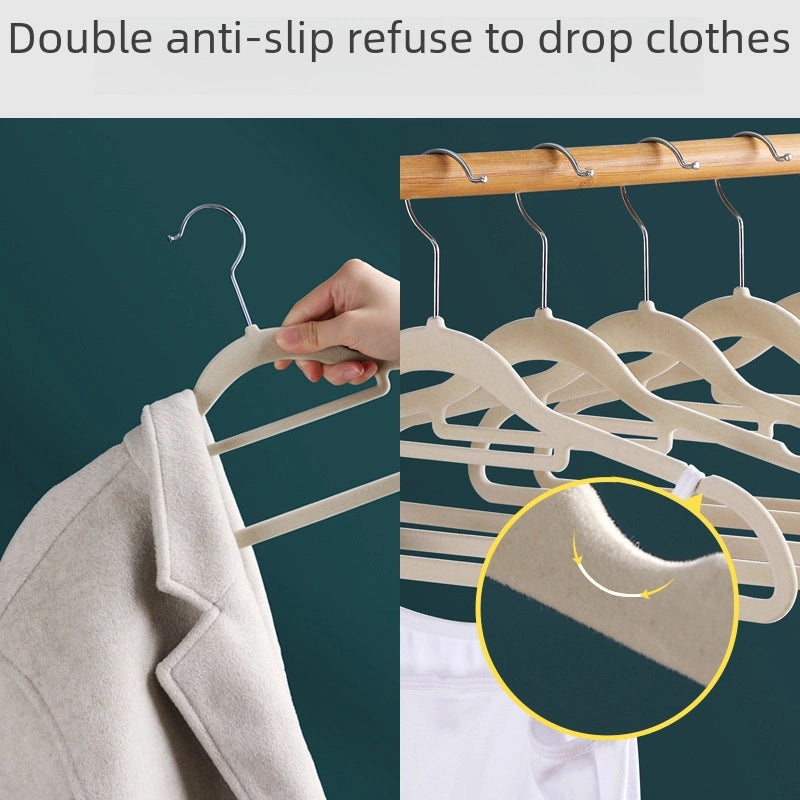 Non-slip Flocking Clothes Hanger Seamless Dual-use for Dry & Wet Garments | Home Storage & Wardrobe Organizer