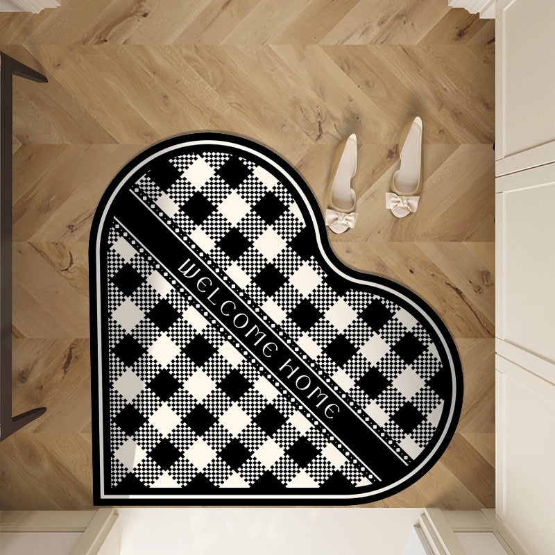 Pastoral Heart-Shaped Polyester Bath Mat - Casual Elegant Design for Bathroom Decor|Home & Living Bath Rugs