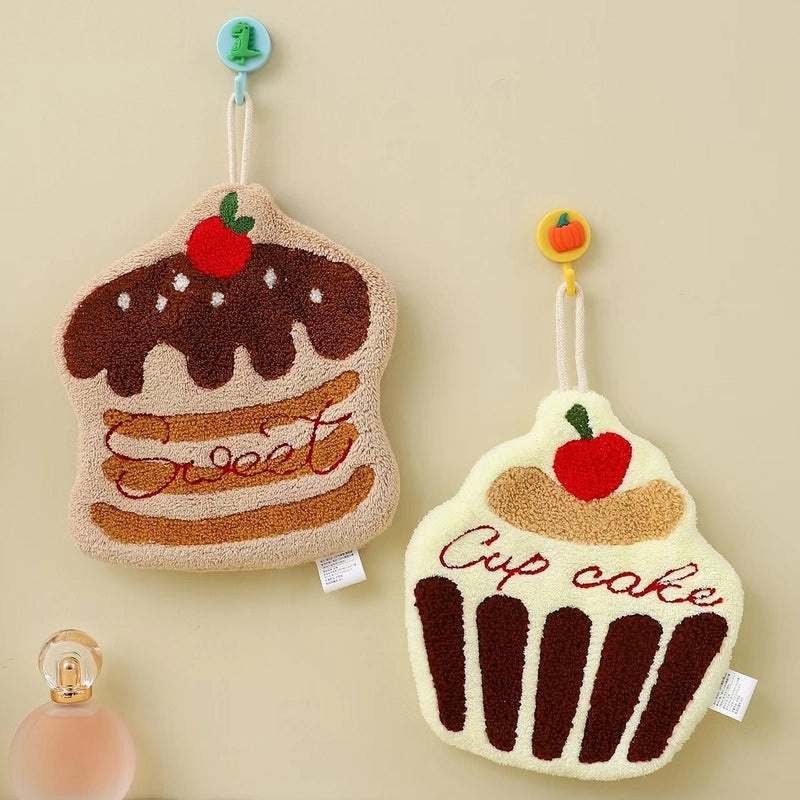 Cute Cake Pattern Coral Fleece Soft Towels|Home & Living>Bath>Bath Towels
