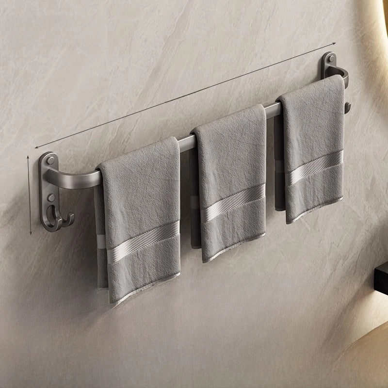 Gun Grey Wall-mounted Aluminum Towel Rack Non-drill Toilet Bathroom Hanging Storage Rod|Bathroom Storage & Organization