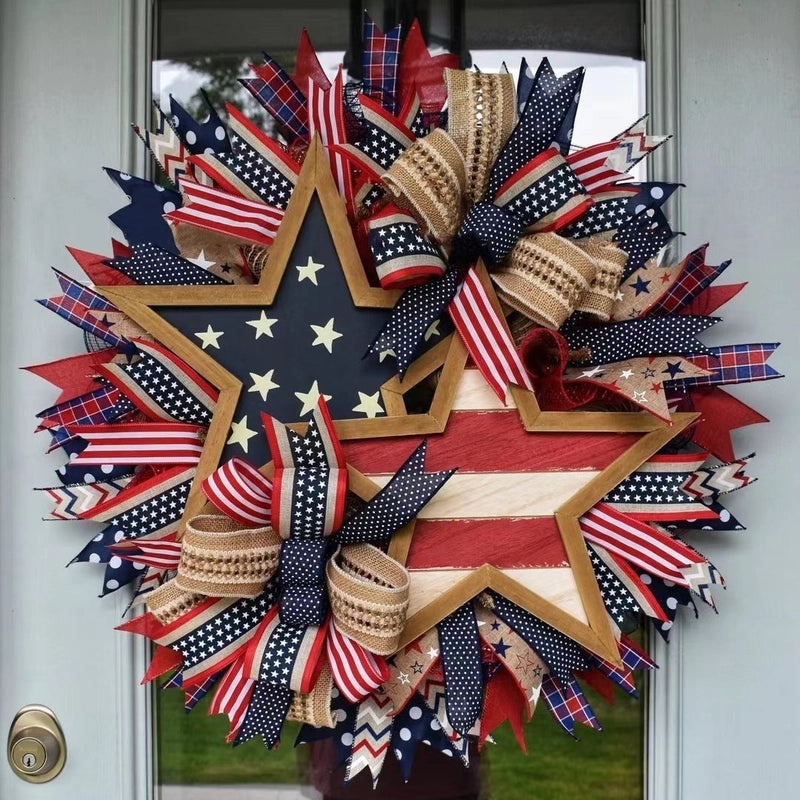 Patriotic Eagle and Five-pointed Star Garland Wreath for Independence Day|Home & Garden Decorations