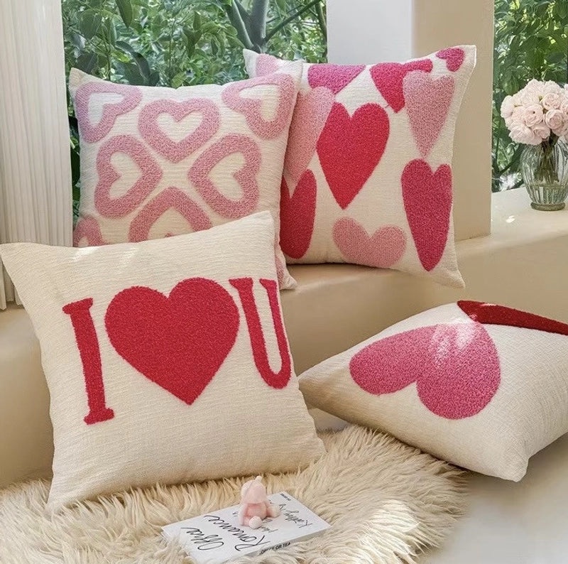 Minimalist Heart Letter Embroidered Pillow Cases for Valentine’s Day | Home Decor Pillows