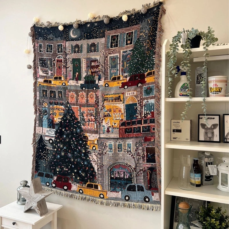 Elegant Christmas Stripe Cotton Blanket for Couch & Sofa Decor | Home Textiles & Blankets