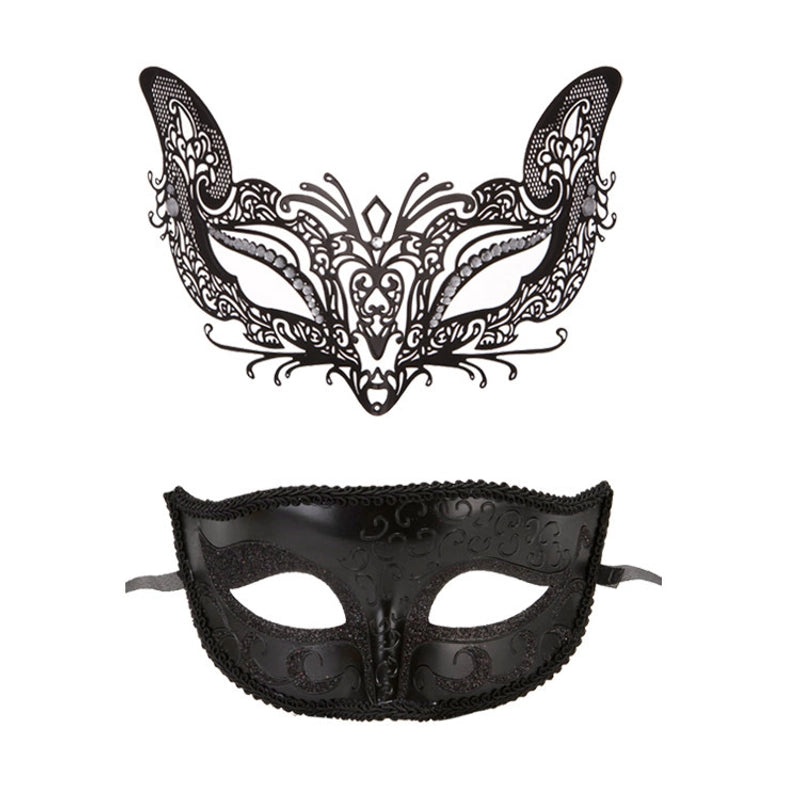 Cute Black Metal Wrought Iron Masks Set Multi-Diamond & Little Beauty Styles|Jewelry & Accessories