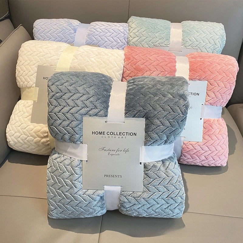 Coral Fleece Blanket with Wheat Ear Pattern Thickened Air-conditioning Nap Blanket Soft Single Double Bed Sheet Small Gift Blanket|Home Textiles