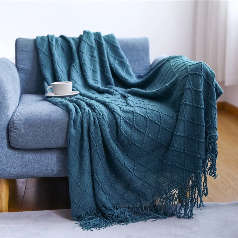 Cozy Solid Color Acrylic Fiber Blanket for Home | Bedding & Blankets