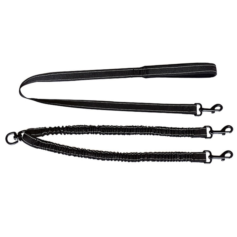 Double Dog Leash with Elastic Buffer and Reflective Design for Two Dogs | Pet Supplies - Dog Leashes
