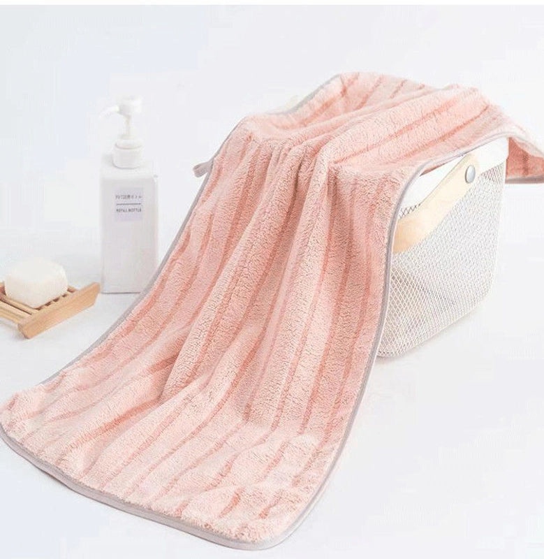 Coral Velvet Thick Absorbent Striped Face Towel Set | Home & Bath Towels