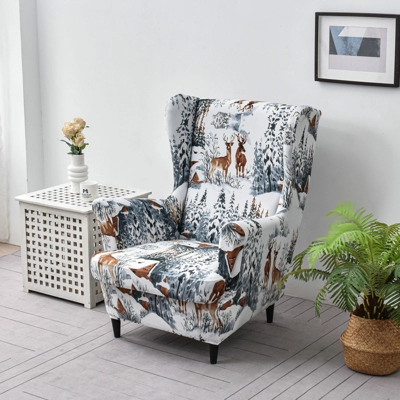 Elastic Four Seasons Tiger Print Wingback Chair and Sofa Cover All-Inclusive American Style|Home Decor & Furniture