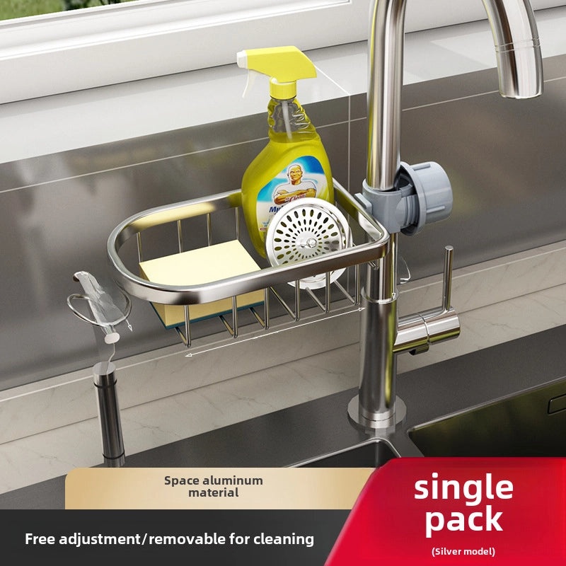 Punch-Free Kitchen Sink Faucet Organizer Rack | Kitchen Storage & Organization