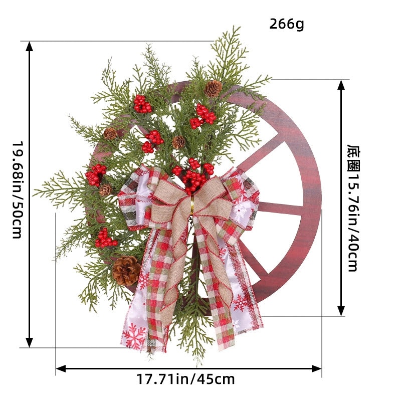 Christmas Wooden Roulette Wheel Door Hanging Garland with Pine Cones for Holiday Decor|Christmas Decorations