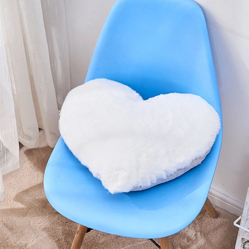Heart-shaped Plush Rabbit Fur Pillow Soft Sofa Waist Cushion Car Seat Cushion|Home Decor Cushions