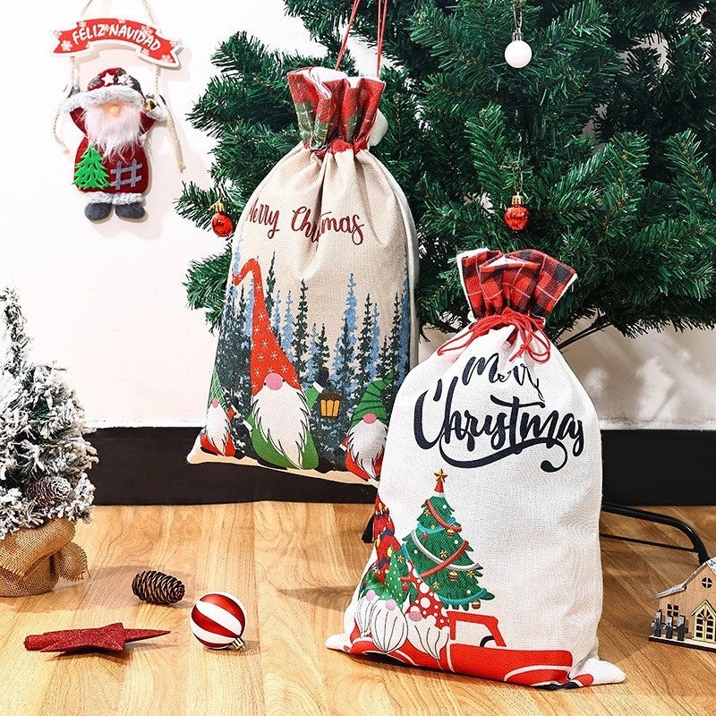 Nordic Christmas Tree & Santa Claus Gift Bags Cute Holiday Party Wrapping Supplies|Holiday Gift Wrapping
