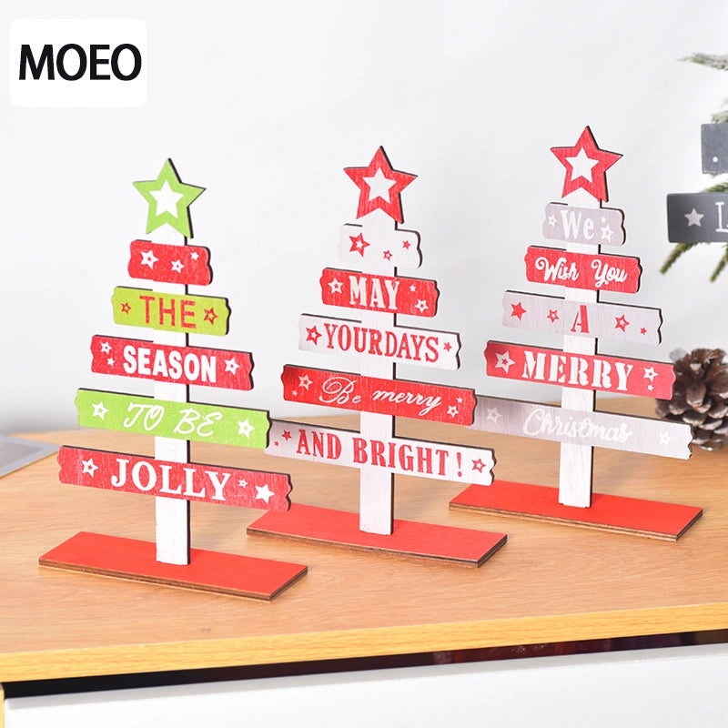 Christmas Cute IG Style Christmas Tree Letter Star Wood Party Festival Ornaments|Home Decor & Seasonal Ornaments