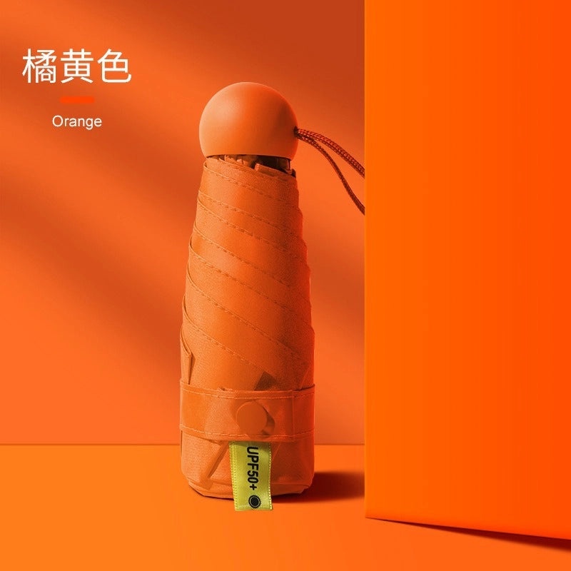 Contrast Color Folding Umbrella UV Protection Five-Rib Lightweight Compact Rain and Sunshade for Women|Umbrellas & Rain Gear