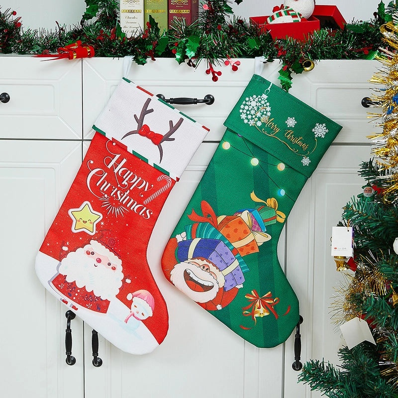 Christmas Holiday Socks 300g Cotton Linen Kids Gift Bags Festive Decorations | Holiday Accessories